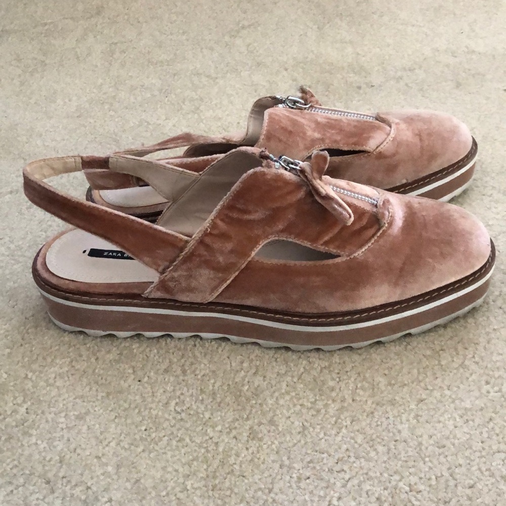 Zara Pink Velvet Slip Ons